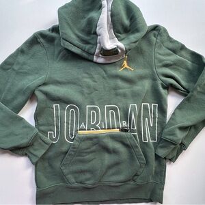 Air Jordan green pullover long sleeve‎ hoodie zipper pouch pocket kids XL